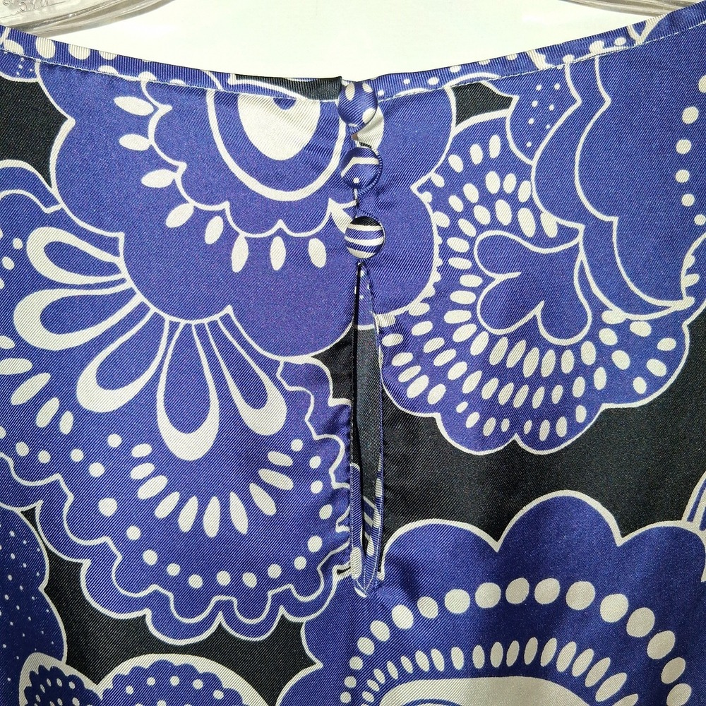 Banana Republic Women 100% Silk Long Sleeve Floral Purple White Black Dress 0P - Picture 8 of 16